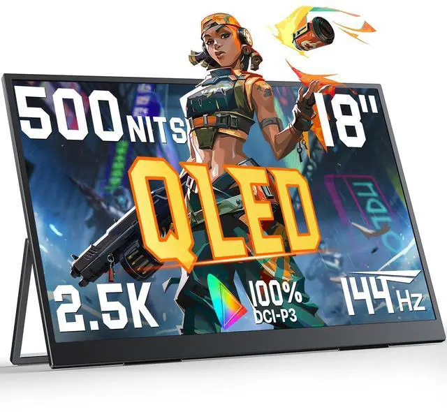 Main image of UPERFECT QLED Portable Monitor 2K 144HZ 18'' 100% DCI-P3 500Nits w/VESA & Stand 180° Adjustable Ultra-Slim & Lightweight Frameless FreeSync IPS HDR Gaming Display, Travel Second Monitor for Laptop