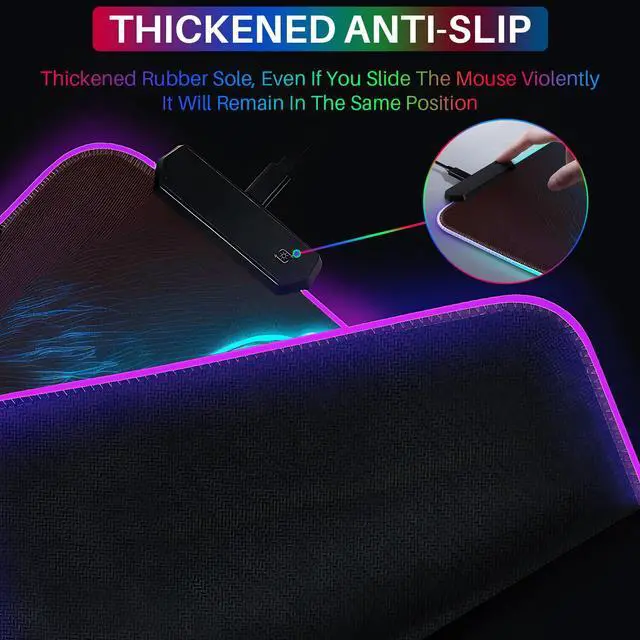 Alt view image 3 of 5 - Sbarklo XL Led Gaming Mouse Pad with 14 Light Modes - Light Up Gamer Mouse Pad,31.5 x 11.8in Non-Slip Gamepad Style RGB Large Gamer Mousepad,Black Long Glowing Gaming Accessories for Desk,Waterproof