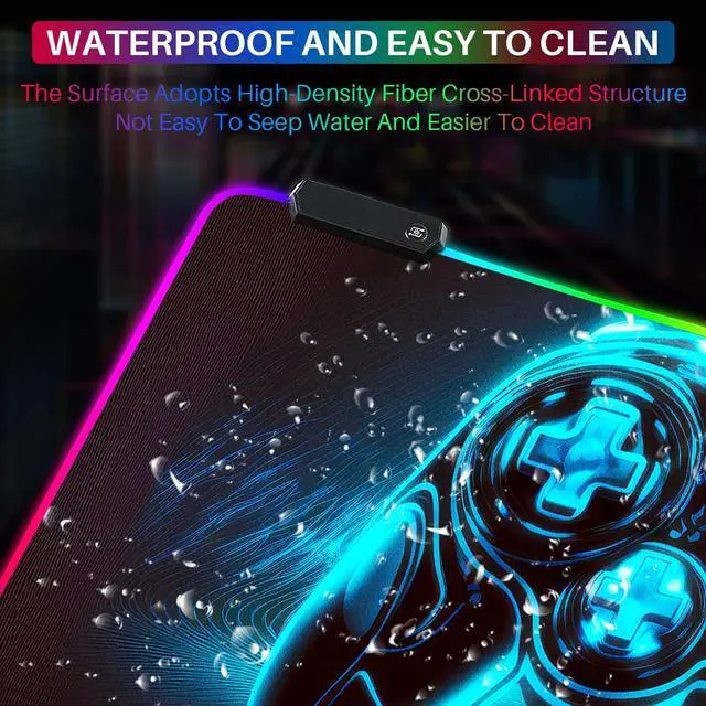 Alt view image 5 of 5 - Sbarklo XL Led Gaming Mouse Pad with 14 Light Modes - Light Up Gamer Mouse Pad,31.5 x 11.8in Non-Slip Gamepad Style RGB Large Gamer Mousepad,Black Long Glowing Gaming Accessories for Desk,Waterproof