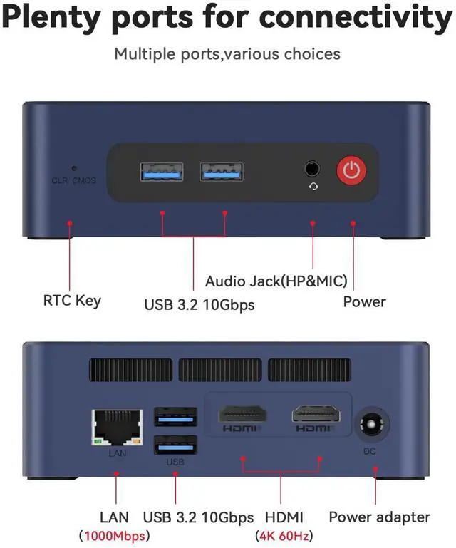 Alt view image 2 of 5 - Beelink Mini PC SER3 with AMD Ryzen 3 3200U, 16GB DDR4 500GB NVMe M.2 SSD, Dual HDMI Output,WiFi5, BT5.0, 1000M LAN, W-11 Pro Mini Computer