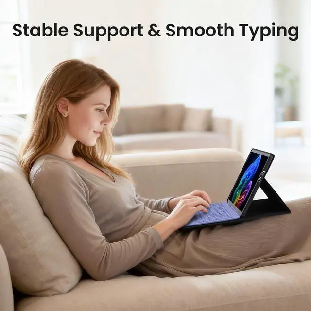 Alt view image 3 of 5 - Omnpak Case for Microsoft Surface Pro 12" 2025, Lightweight Protective, Multiple Angle Viewing, Stylus Holder, Compatible with Type Cover Keyboard