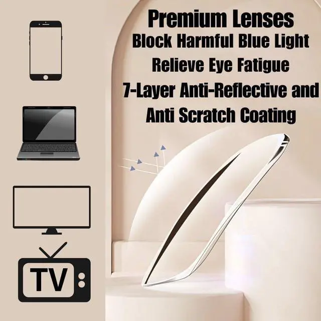 Alt view image 4 of 4 - Oversized Square Reading Glasses for Women Men Blue Light Blocking Eyeglasses Frame Cute Comfortable Blue +1.25