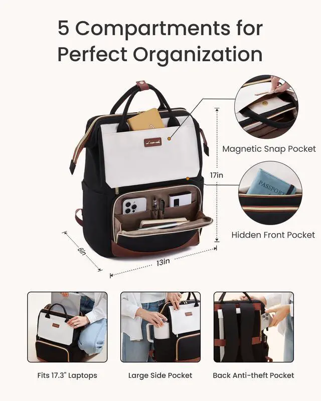 Alt view image 3 of 5 - LOVEVOOK Laptop Backpack for Women with Giant Tumbler Holder Pocket, 17 inch Travel Work Backpack Purse for Nurse Teacher, Waterproof School Bag College Bookbag Cute Casual Daypack for Girls