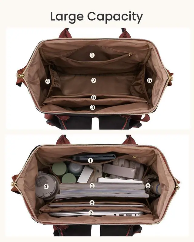 Alt view image 4 of 5 - LOVEVOOK Laptop Backpack for Women with Giant Tumbler Holder Pocket, 17 inch Travel Work Backpack Purse for Nurse Teacher, Waterproof School Bag College Bookbag Cute Casual Daypack for Girls