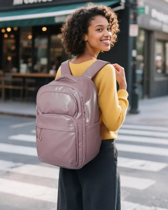 Alt view image 2 of 5 - BAGSMART 30L Travel Backpack, 15.6 Inch Carry On Backpack Flight Approved, Personal Item Travel Bag, Water Resistant Weekender Bag Daypack, Rose Purple