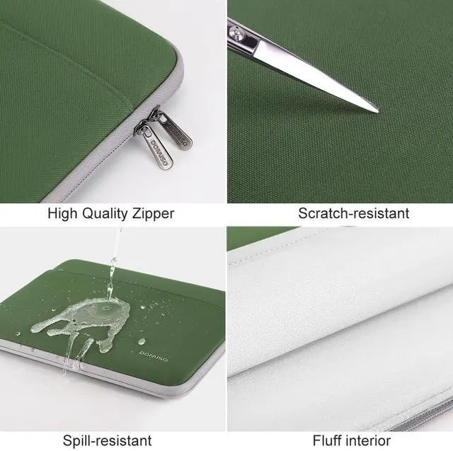 Alt view image 3 of 5 - DOMISO 17.3 inch Laptop Case Sleeve Protective Cover Compatible with 17.3 inch HP Pavilion Envy 17/Lenovo IdeaPad/Acer/ASUS/Dell/Alienware/LG Gram,Water Resistant Computer Bag,Avocado Green