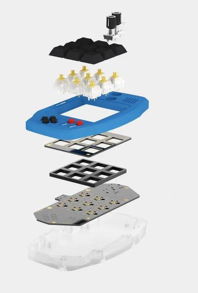 Alt view image 2 of 3 - KEEBMONKEY Customizable Mini Digital Mechanical Keyboard with Programmable Rotary Knob, VIA Compatible with RGB(Blue)