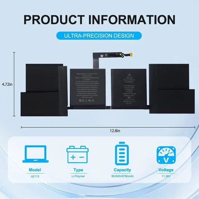 Alt view image 2 of 5 - Bituoer A2113 A2141 Laptop Battery Compatible with MacBook Pro 16-inch A2141(2019 Version) EMC 3347,fits MVVJ2xx/A MVVK2xx/A MVVL2xx/A MVVM2xx/A