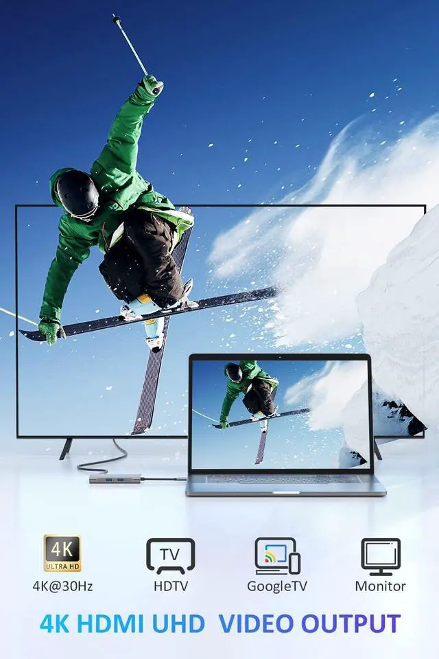 Alt view image 4 of 5 - UtechSmart USB C Hub, Multiport Adapter USB C to HDMI Dock Compatible for MacBook Pro/Air, Chromebook, Dell XPS, HP and Type C Devices