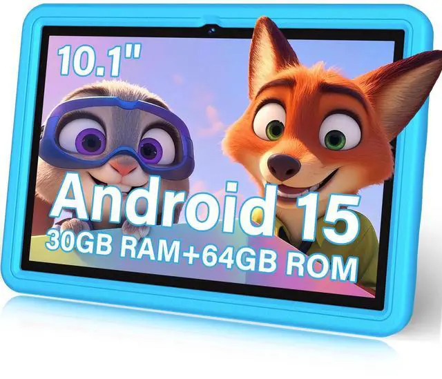Main image of DMOAO 10.1 Inch Kids Tablet Android 15-30GB RAM+64GB ROM(1TB Expandable), Octa-Core 2.0GHz, Anti-Blue Light Screen, 6000mAh, WiFi 6, 5MP+8MP, Parental Controls, EVA Case, Preloaded Edu Apps - Blue