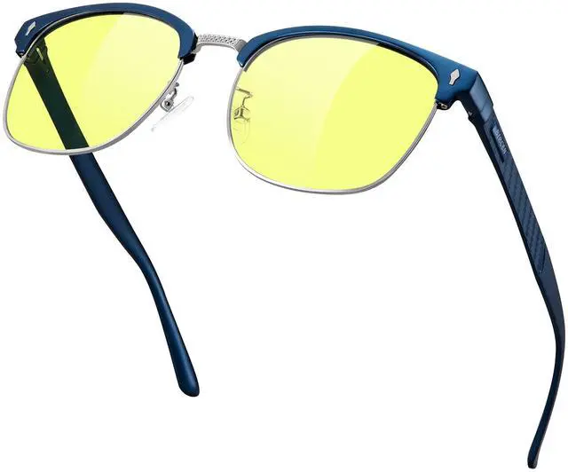 Main image of BIRCEN Blue Light Computer Glasses: Al-Mg Metal Yellow Bluelight Blocking Reading Glasses for Men Women Anti Eyestrain on Office & Home