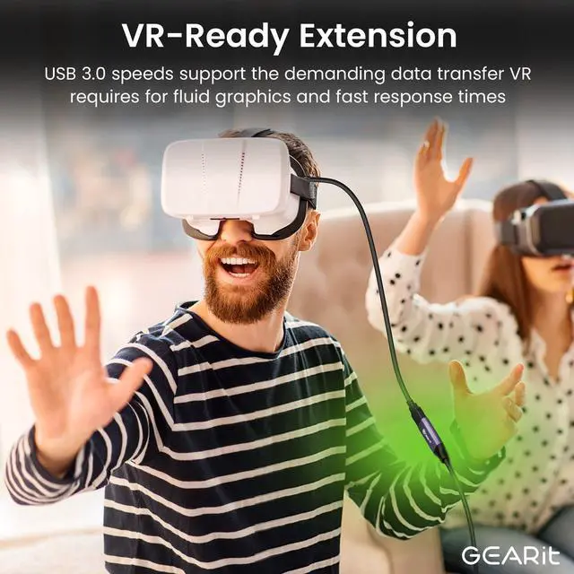 Alt view image 5 of 5 - GEARit USB 3.0 Active Extension Cable (20 Feet) A-Male to A-Female USB Repeater with Signal Booster for Oculus Rift, Quest Link, Xbox 360 Kinect, PlayStation, Printer, Webcam - 20ft