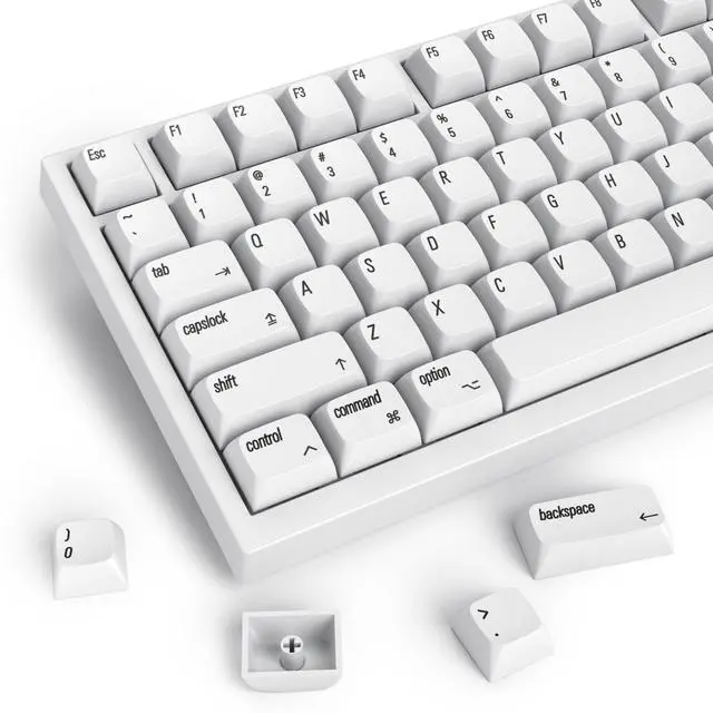 Main image of Guffercty kred 128 Keys XDA Profile Minimalist White Keycaps 75 Percent Dye-sub PBT Keyboard Caps with ISO Keys for MAC 60% 65% 75% 96% Mechanical Keyboard (Minimalist-A English Keycaps)