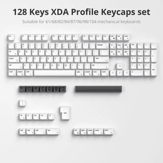 Alt view image 2 of 5 - Guffercty kred 128 Keys XDA Profile Minimalist White Keycaps 75 Percent Dye-sub PBT Keyboard Caps with ISO Keys for MAC 60% 65% 75% 96% Mechanical Keyboard (Minimalist-A English Keycaps)