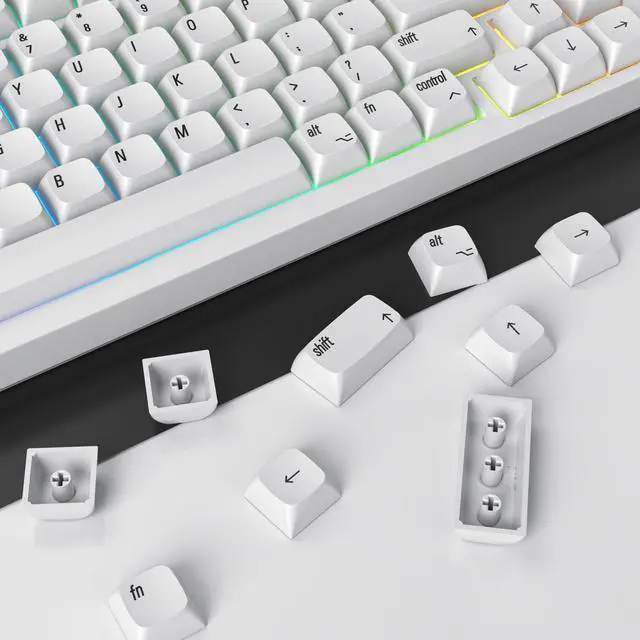 Alt view image 3 of 5 - Guffercty kred 128 Keys XDA Profile Minimalist White Keycaps 75 Percent Dye-sub PBT Keyboard Caps with ISO Keys for MAC 60% 65% 75% 96% Mechanical Keyboard (Minimalist-A English Keycaps)