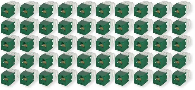 Main image of CJ688TGGR Pack of 50 Category 6 TX6 Plus Mini-Com UTP Jack Modules, Green, TG Style, Toolless, RJ45 Ethernet High Performance Network Module, T568A/T568B Wiring