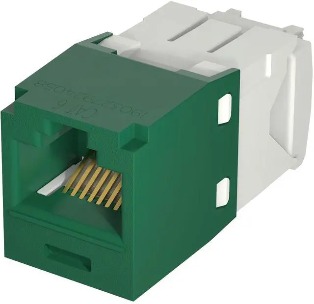 Alt view image 2 of 5 - CJ688TGGR Pack of 50 Category 6 TX6 Plus Mini-Com UTP Jack Modules, Green, TG Style, Toolless, RJ45 Ethernet High Performance Network Module, T568A/T568B Wiring