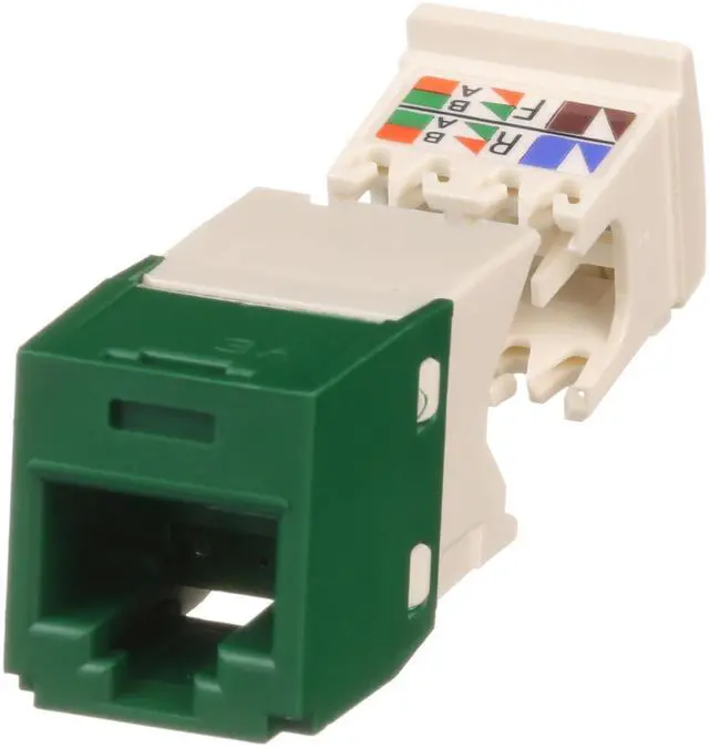 Alt view image 5 of 5 - CJ688TGGR Pack of 50 Category 6 TX6 Plus Mini-Com UTP Jack Modules, Green, TG Style, Toolless, RJ45 Ethernet High Performance Network Module, T568A/T568B Wiring