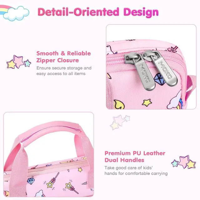 Alt view image 5 of 5 - MoKo 10-12.5 Inch Kids Tablet Sleeve Carrying Case for Fire HD 10 13th/11th Gen, Fire HD 8/7 Kids 2022, Tablet Bag with Shoulder Strap for 10/10.1 Inch Android 12/13, Pink Unicorn