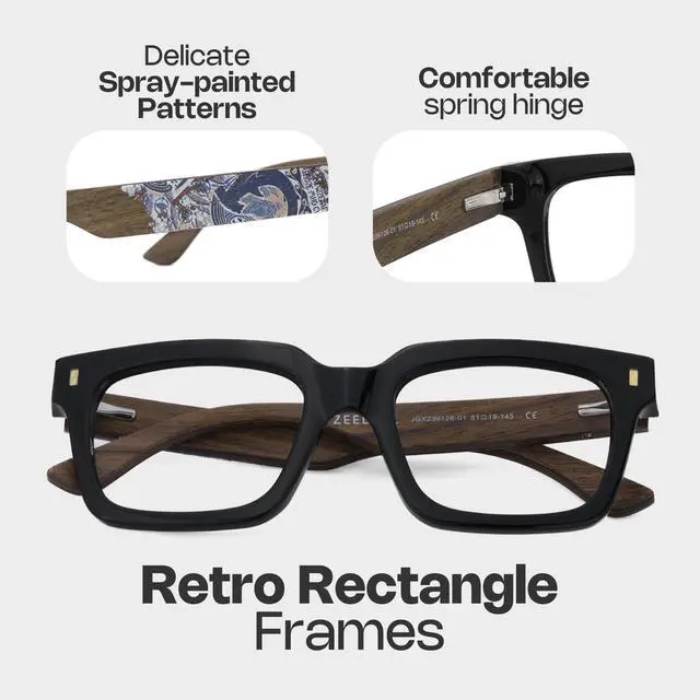 Alt view image 5 of 5 - Zeelool Stylish Rectangle Blue Light Blocking Glasses for Men TV Phone Computer Gaming Glasses ZJGX239126-01 Black