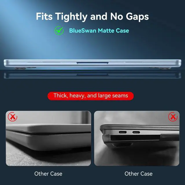 Alt view image 4 of 5 - BlueSwan for MacBook Air 13 inch Case, M4 M3 M2 2025-2022 A3240 A3113 A2681, 100% Match Official Color, Scratch Resistant, Easy to Snap, Air 13.6'' Hard Shell Protective Laptop Cover, Sky Blue Clear