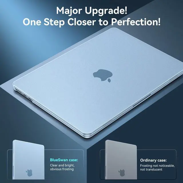 Alt view image 2 of 5 - BlueSwan for MacBook Air 13 inch Case, M4 M3 M2 2025-2022 A3240 A3113 A2681, 100% Match Official Color, Scratch Resistant, Easy to Snap, Air 13.6'' Hard Shell Protective Laptop Cover, Sky Blue Clear