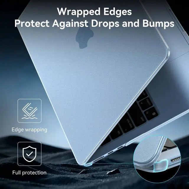 Alt view image 5 of 5 - BlueSwan for MacBook Air 13 inch Case, M4 M3 M2 2025-2022 A3240 A3113 A2681, 100% Match Official Color, Scratch Resistant, Easy to Snap, Air 13.6'' Hard Shell Protective Laptop Cover, Sky Blue Clear