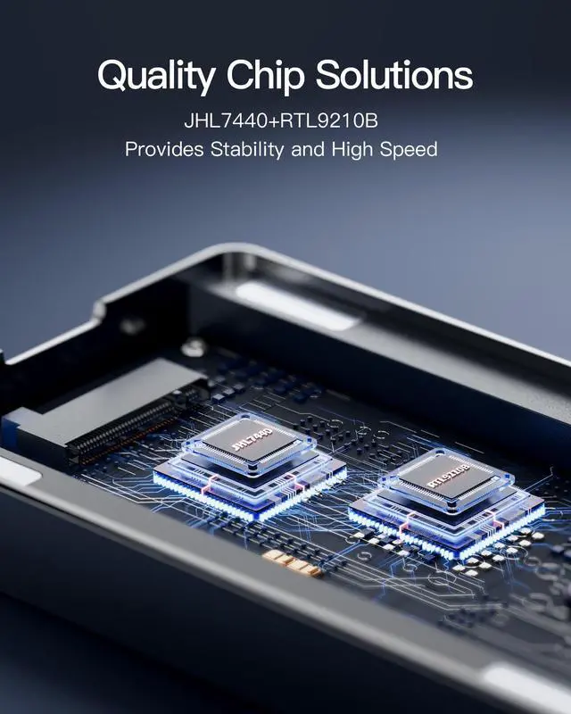 Alt view image 3 of 5 - Inateck 40Gbps M.2 NVMe SSD Aluminum Enclosure, USB4.0/Thunderbolt 3/4 External Hard Drive Enclosure, No Tools Required Installation, Supports 2280 SSDs, M-Key, FE2029