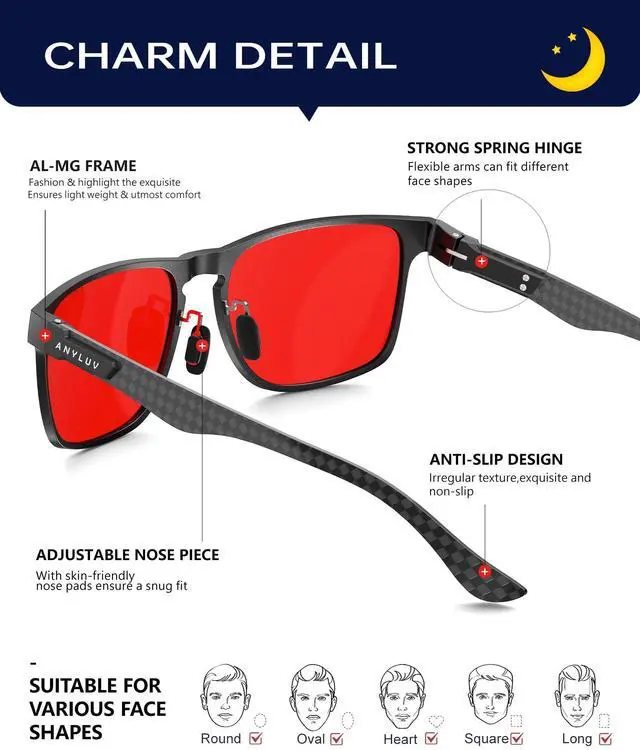 Alt view image 3 of 5 - ANYLUV Blue-Light Sleep Enhancement Glasses: Blue Green Light Blocking with Red Lens, Reduce Eye Strain for Computer Screen