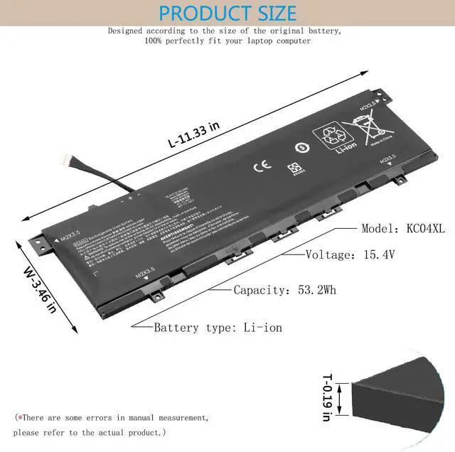 Alt view image 2 of 5 - TAUPO KC04XL Battery Fit for HP Envy X360 13-AG 13-AR Envy 13-AH 13-AQ Series KC04053XL L08496-855 L08544-1C1 L08544-2B1 TPN-W133 TPN-W136 HSTNN-DB8P HSTNN-IB8K Laptop Battery Replacement 15.4V 53.2Wh