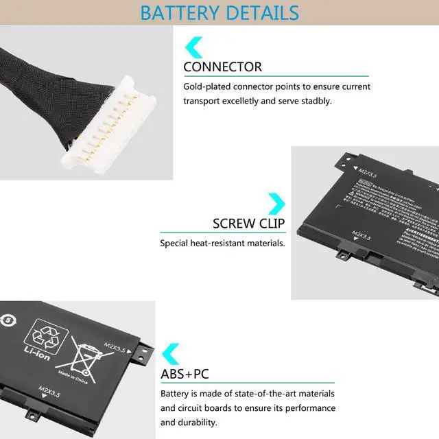 Alt view image 3 of 5 - TAUPO KC04XL Battery Fit for HP Envy X360 13-AG 13-AR Envy 13-AH 13-AQ Series KC04053XL L08496-855 L08544-1C1 L08544-2B1 TPN-W133 TPN-W136 HSTNN-DB8P HSTNN-IB8K Laptop Battery Replacement 15.4V 53.2Wh