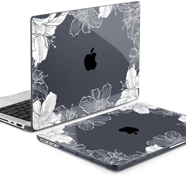 Alt view image 3 of 5 - MEEgoodo Case for M4 MacBook Pro 16 inch Case 2024 2023 2021 (A3403/A3186/A2991/A2780/A2485) M3 M2 M1 Pro/Max Chip, Laptop Hard Shell Cases with Keyboard Cover & Trackpad Film, Lily Floral