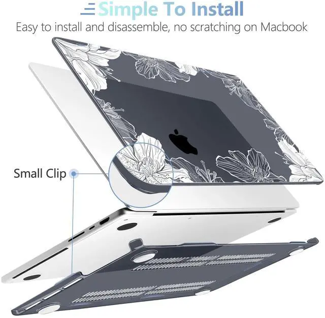 Alt view image 5 of 5 - MEEgoodo Case for M4 MacBook Pro 16 inch Case 2024 2023 2021 (A3403/A3186/A2991/A2780/A2485) M3 M2 M1 Pro/Max Chip, Laptop Hard Shell Cases with Keyboard Cover & Trackpad Film, Lily Floral