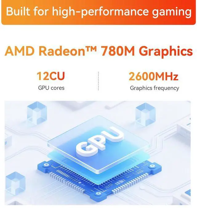 Alt view image 3 of 5 - TRIGKRY Key R8 Mini PC, Ryzen 7 8745HS(8C/16T, up to 4.9GHz), 32GB DDR5 5600MHz 1TB PCIE4.0 SSD, Radeon 780M Graphics Gaming PC, Triple 4K@144Hz Display, USB4, WiFi6+BT5.2+2.5G LAN Mini Computer
