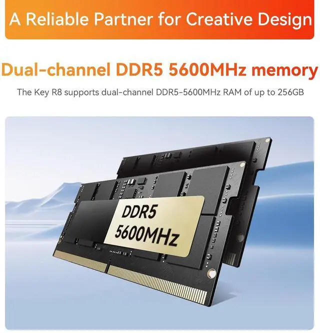 Alt view image 4 of 5 - TRIGKRY Key R8 Mini PC, Ryzen 7 8745HS(8C/16T, up to 4.9GHz), 32GB DDR5 5600MHz 1TB PCIE4.0 SSD, Radeon 780M Graphics Gaming PC, Triple 4K@144Hz Display, USB4, WiFi6+BT5.2+2.5G LAN Mini Computer