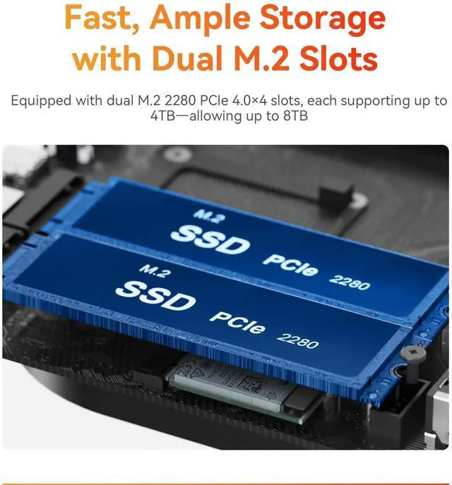 Alt view image 5 of 5 - TRIGKRY Key R8 Mini PC, Ryzen 7 8745HS(8C/16T, up to 4.9GHz), 32GB DDR5 5600MHz 1TB PCIE4.0 SSD, Radeon 780M Graphics Gaming PC, Triple 4K@144Hz Display, USB4, WiFi6+BT5.2+2.5G LAN Mini Computer