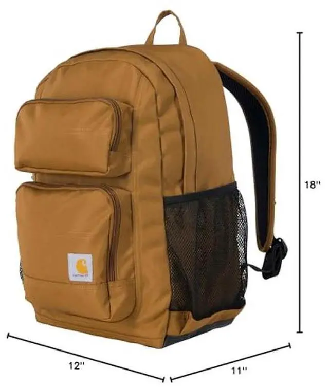 Alt view image 3 of 5 - Carhartt 27L Classic Single-Compartment Backpack, Durable Pack with Laptop Sleeve and Duravax Abrasion Resistant Base, Brown