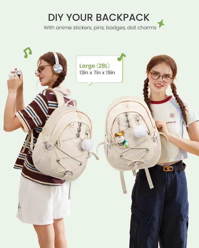 Alt view image 2 of 5 - LOVEVOOK School Backpack for Teen Girls, Waterproof Student Backpack Purse, Cute Kid Bookbag with Chest Strap, Back to School Backpacks Fit 17 Inch Laptop, College Travel Back Pack Casual Daypack