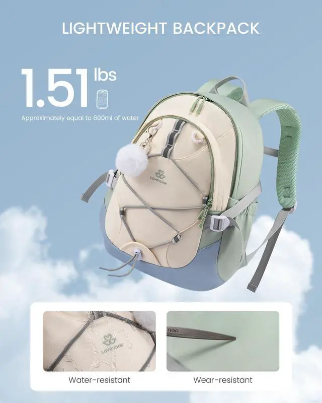 Alt view image 3 of 5 - LOVEVOOK School Backpack for Teen Girls, Waterproof Student Backpack Purse, Cute Kid Bookbag with Chest Strap, Back to School Backpacks Fit 17 Inch Laptop, College Travel Back Pack Casual Daypack