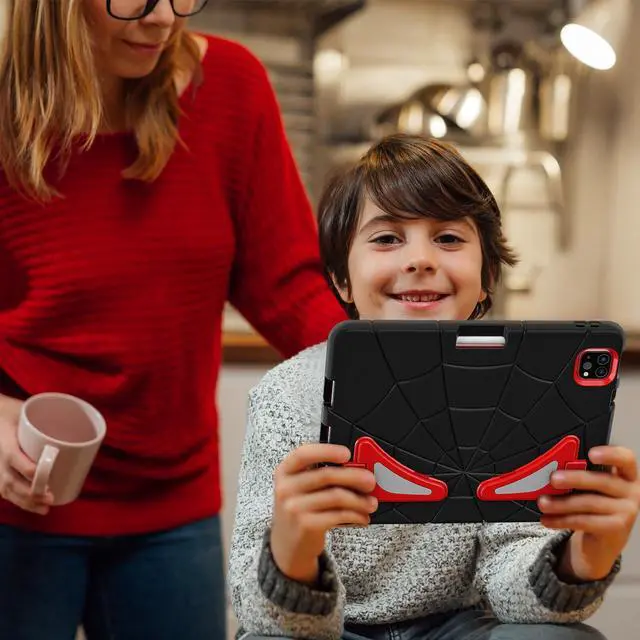 Alt view image 5 of 5 - AKABEILA Compatible with Apple iPad Pro 11 inch(2018/2020/2021/2022)/Air 4 10.9(2020)/Air 5 10.9(2022) Tablet CaseLightweight Shockproof Cover with Kickstand for Kids Children Boys Babies Black Red