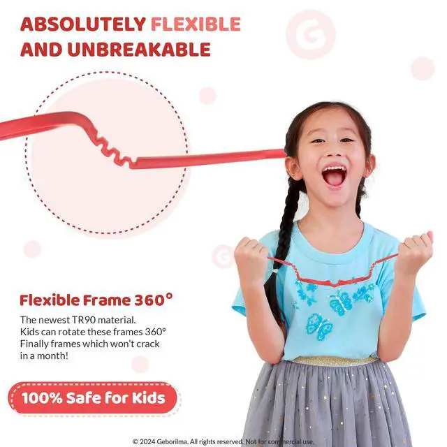 Alt view image 3 of 5 - Geborilma Kids Flexible Glasses Size M Unbreakable Eyeglasses for Kids Prescription Sports Glasses 7-9 y