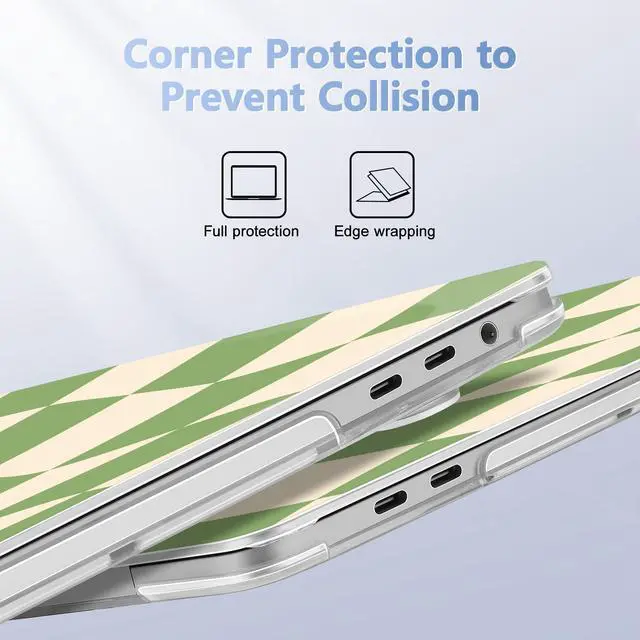 Alt view image 3 of 5 - Lepeoac for MacBook Pro 16 inch Case 2019 2020 Release Model A2141, Plastic Hard Shell Cover with Keyboard Cover & Screen Protector for MacBook Pro 16 inch with Touch Bar & Touch ID, Green Checkered