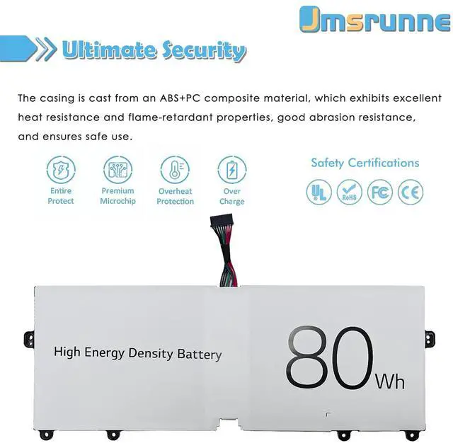 Alt view image 4 of 5 - Jmsrunne 80Wh LBV7227E Laptop Battery Replace for LG Gram 18 17 16 15 2020 2021 13/14/15(Z980) 15/17(Z90N) 16Z90P 16T90P 16ZD90P 2-in-1 16/17(Z90PC) 16Z90PG 17Z90N-VA76K Series 2IC96/90/114