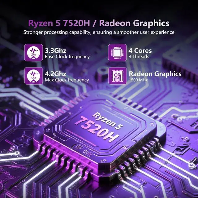 Alt view image 2 of 5 - KUMNOSAL 2025 Laptop Computer,15.6 inch Gaming Laptop, Ryzen 5 7520H, Radeon Graphics, 16 GB RAM,512GB SSD, Wi-Fi 5, Long Battery Life, Win 11 Pro & Offic, Backlit Keyboard,ryzen 5 laptops