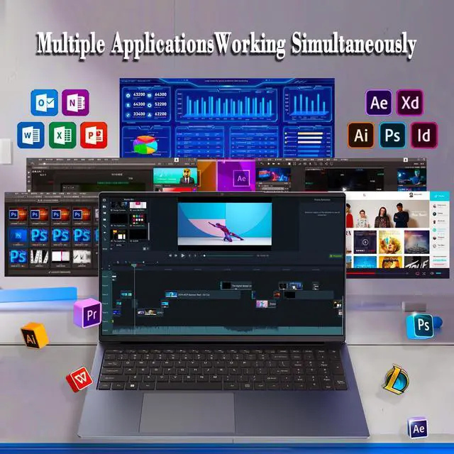 Alt view image 4 of 5 - MTWZMM 17 inch FHD Laptop - 12th Gen Intel Celeron N95 (Up to 3.4GHz), 16GB RAM 1TB SSDOffice/Study, Thin & Portable with Backlit Keyboard, Type-C/HDMI/WiFi 5/RJ45/BT