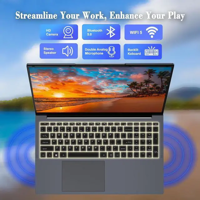 Alt view image 5 of 5 - MTWZMM 17 inch FHD Laptop - 12th Gen Intel Celeron N95 (Up to 3.4GHz), 16GB RAM 1TB SSDOffice/Study, Thin & Portable with Backlit Keyboard, Type-C/HDMI/WiFi 5/RJ45/BT