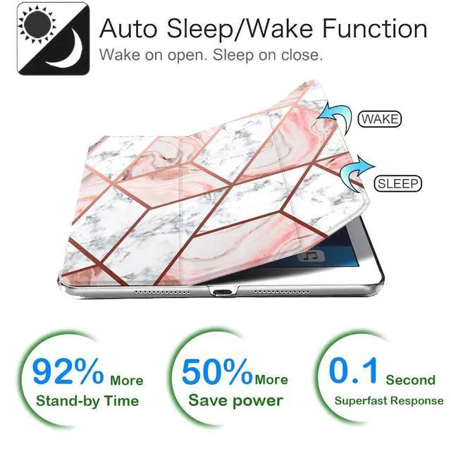 Alt view image 3 of 5 - DuraSafe Cases for iPad Air 1st Gen 9.7 inch PC Case A1474 MD785LL/A MD788LL/A MD788CH/A A1475 MD786LL/A MD789LL/A MD898LL/A ME906LL/A A1476 ME993LL/A ME999LL/A MF020LL/A MF021LL/A - Marble Pink