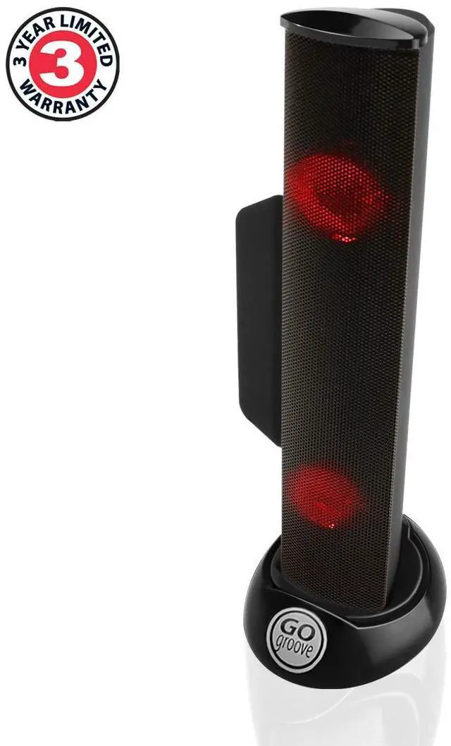 Alt view image 2 of 5 - GOgroove SonaVERSE LED Speaker for Laptop Computer - USB Powered Clip-On Sound Bar with Mini Portable External Speaker Design for Monitor, Back Switch for Power - Audio Input and Power (Red)