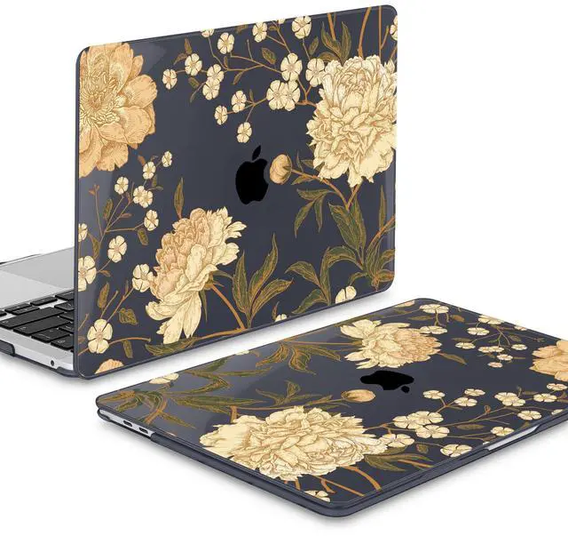 Alt view image 4 of 5 - Mektron for MacBook Air 13 Case A1466/A1369 (2010-2017 Release), Snap-on Plastic Hard Shell Cover for MacBook Air 13.3 inch with Keyboard Cover, Peony Flowers C186