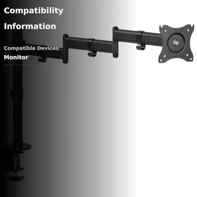 Alt view image 3 of 5 - VIVO Single 13 to 32 inch Computer Monitor Desk Mount, Extra Long Adjustable Arm, VESA Stand for 1 Screen, Max VESA 100x100, Black, STAND-V101N